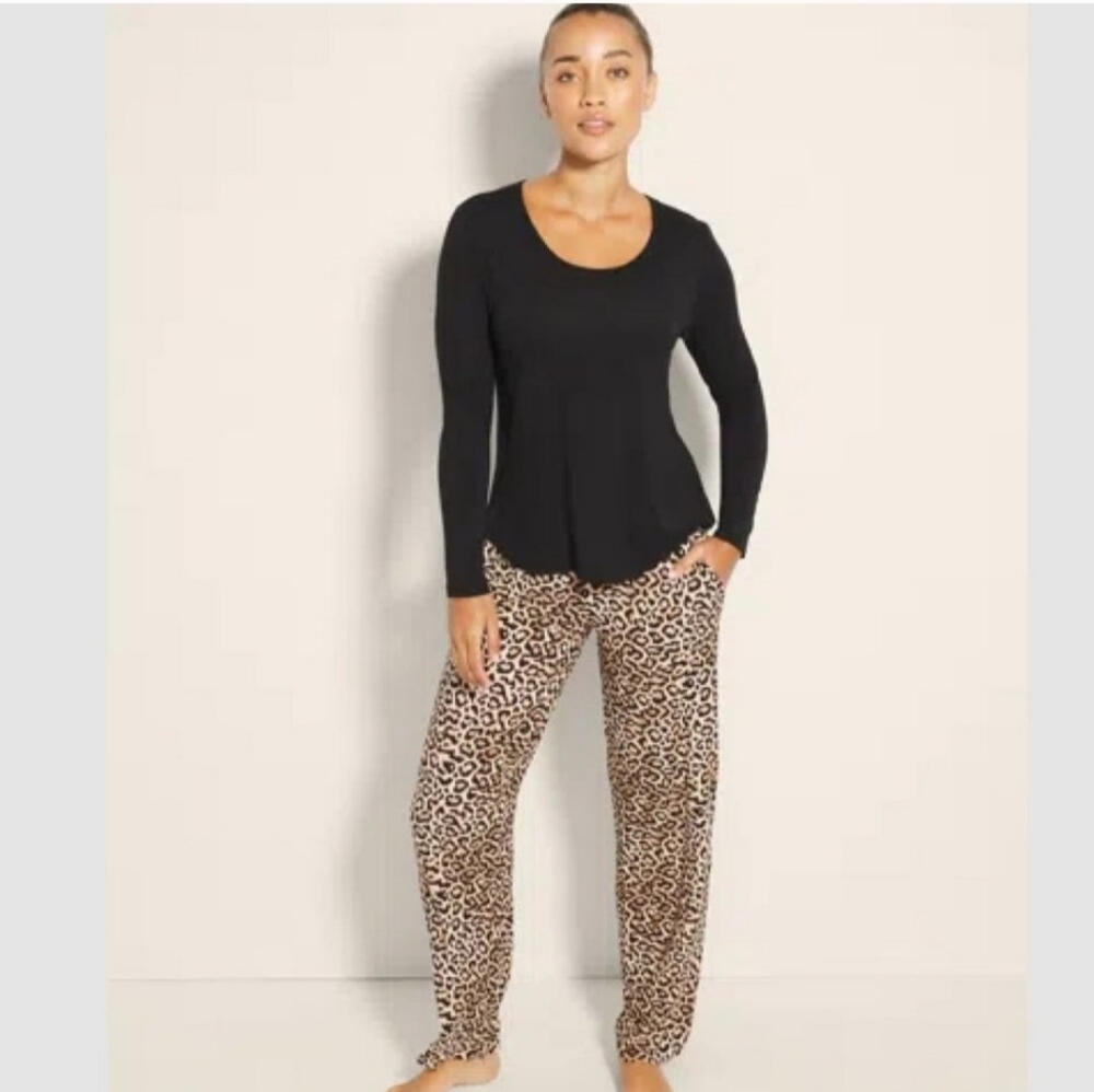 NWT Soma Cool Night Leopard Print/Cozy Cat Mini Pajama Set size S